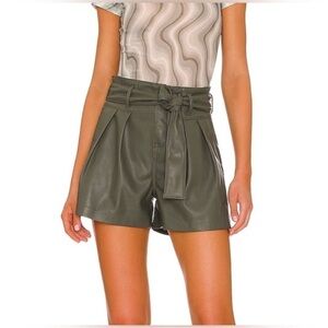 NWT Blank NYC High-Waisted Belted Vegan Leather Shorts in Green - Size 30